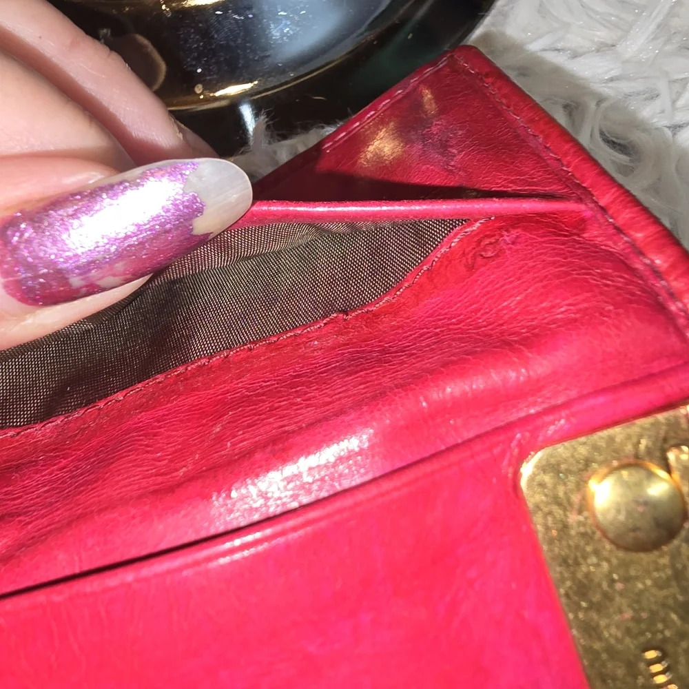Miu Miu Vibrant Red Leather 6 Key Wallet guc rehabbed